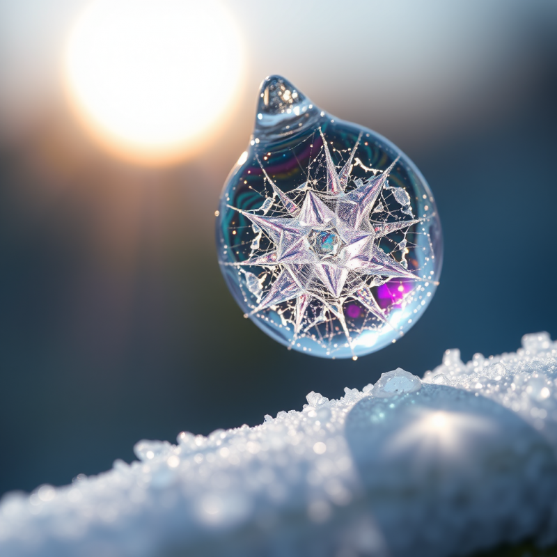 Close-up Macro Shot of Fractal-like Ice Crystal Formation...