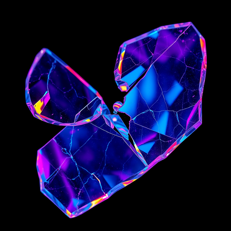 Close-up Macro Shot of Fractured Dichroic Glass Shards ...