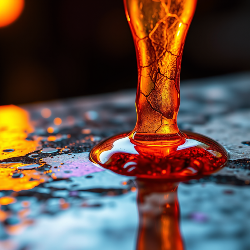 Close-up Macro Shot of Molten Copper Dripping Onto a Chil...
