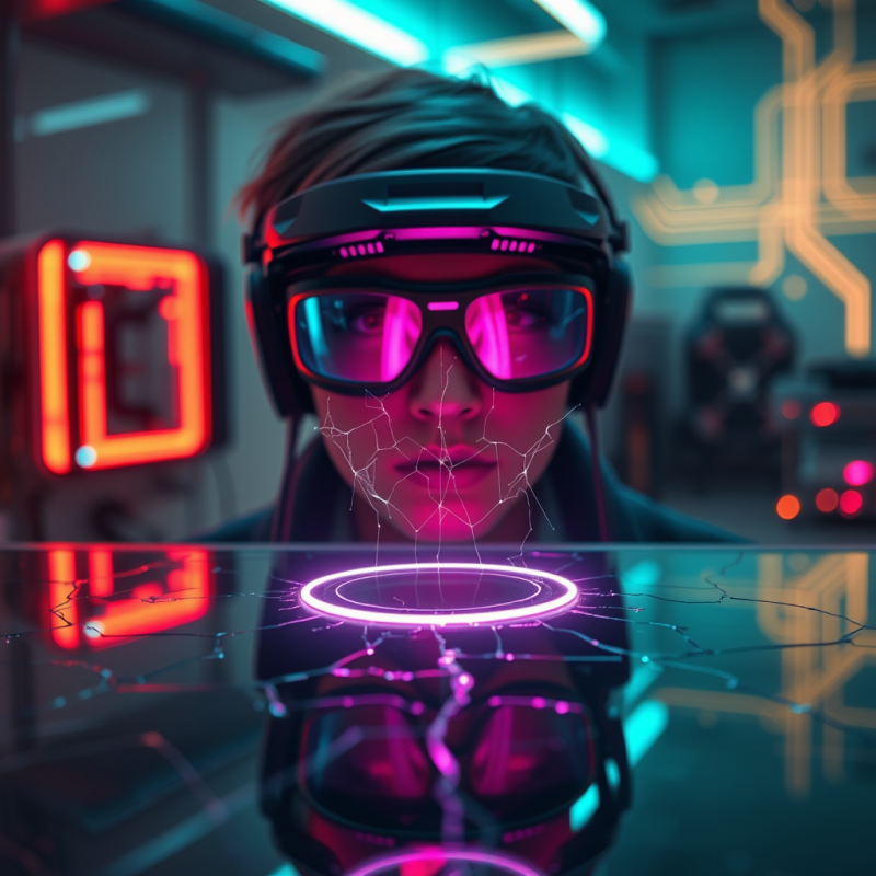Close-up of a Cyberpunk-styled Ai Assistant Hologram Ho...