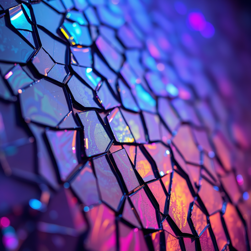 Close-up Of A Fractured Holographic Surface Textured Like...