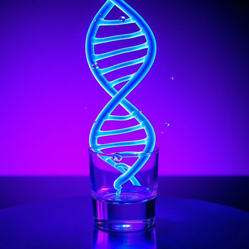 Close-up of a Glowing Neon-blue Dna Double Helix Suspen...