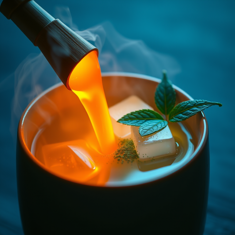 Close-up of a Glowing Neon-orange Liquid Pouring from A...