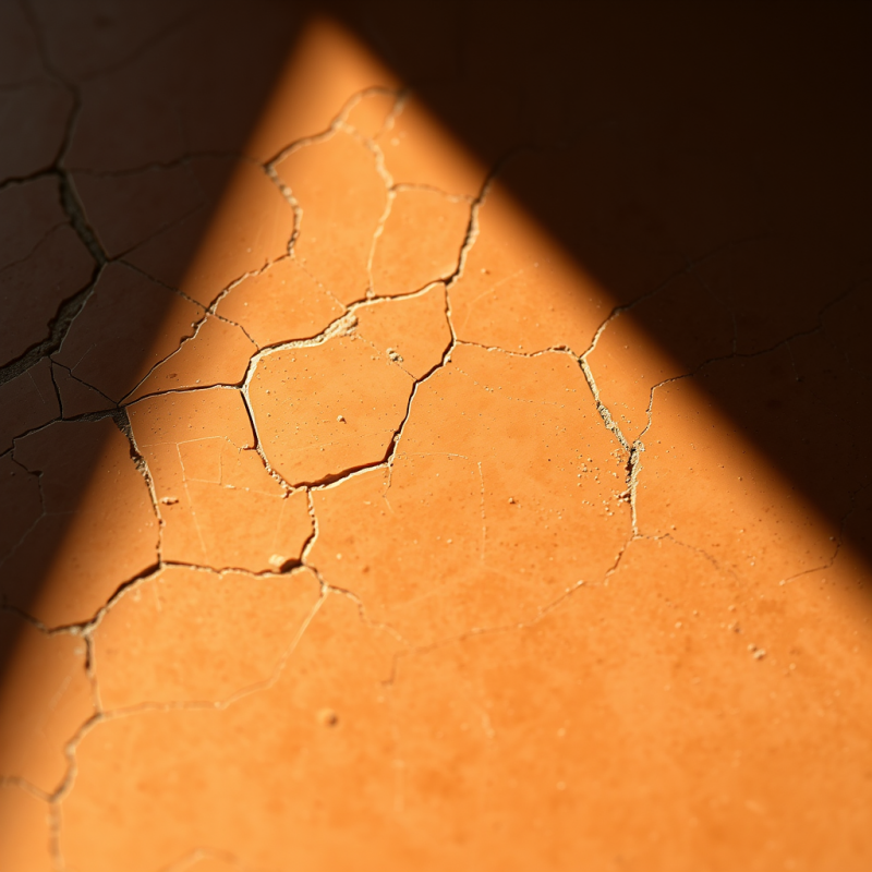 Close-up Of A Handcrafted Terracotta Tile With Cracked Gl...