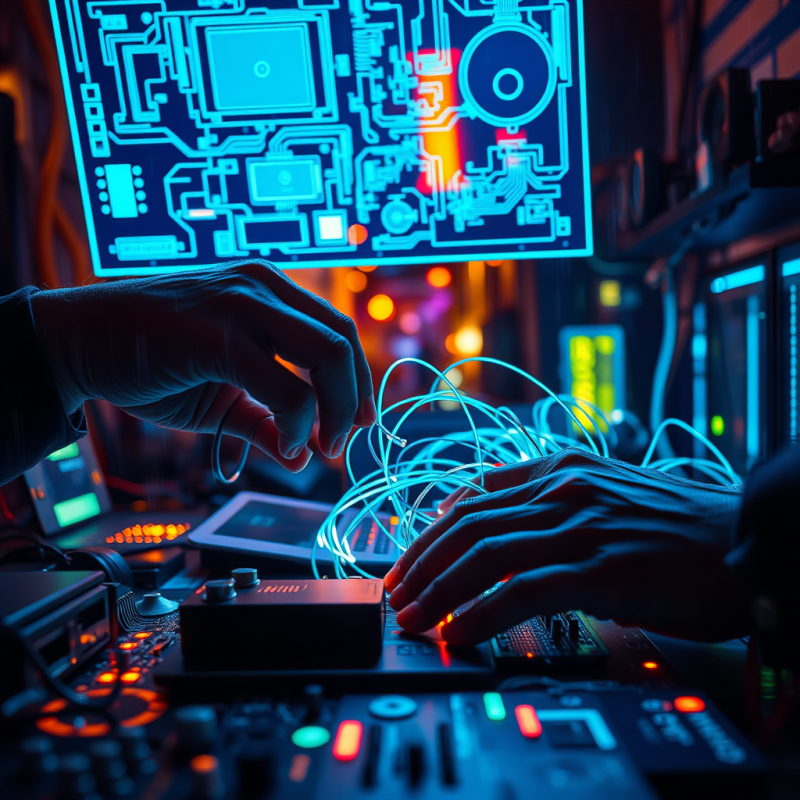 Close-up of a Person’s Hands Weaving Fiber-optic Cabl...