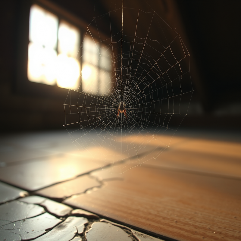 Close-up Of A Single Dew-kissed Spiderweb Suspended Over ...