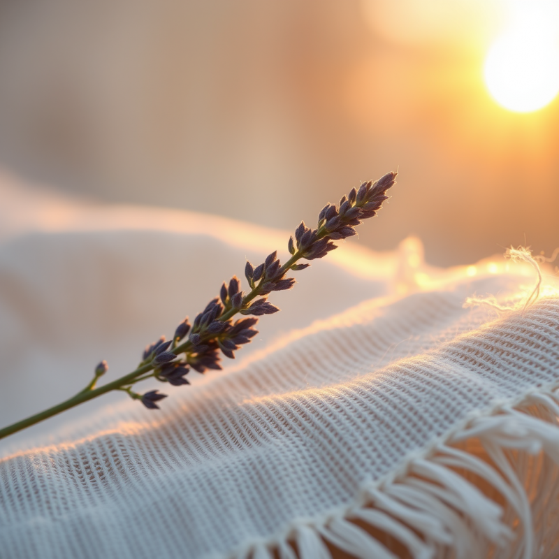 Close-up Of A Single Dried Lavender Sprig Resting Diagona...