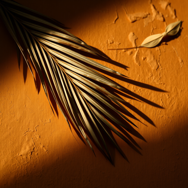 Close-up of a Single Dried Palm Leaf with Serrated Edges