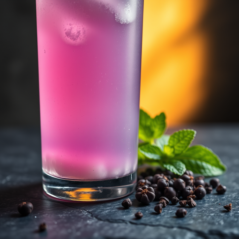 Close-up of a Translucent Lavender-hued Kombucha in a F...