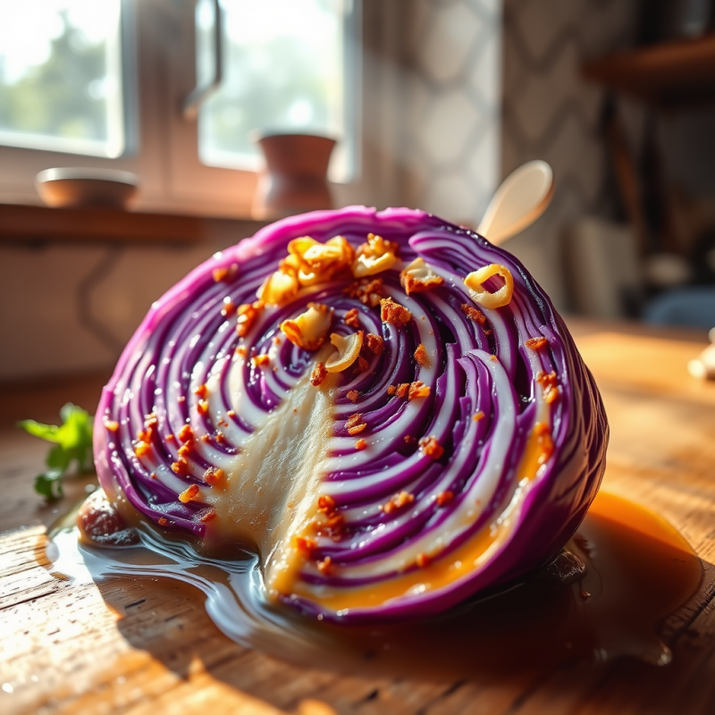 Close-up of a Vibrant Purple Cabbage Core Slow-cooked I...