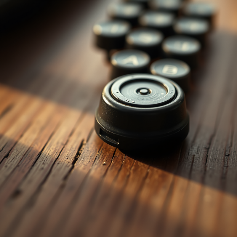 Close-up of a Vintage Typewriter Keycap Resting on a Weat...