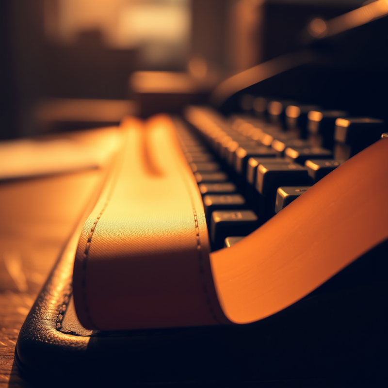 Close-up Of A Vintage Typewriter Ribbon Stretched Taut Ac...