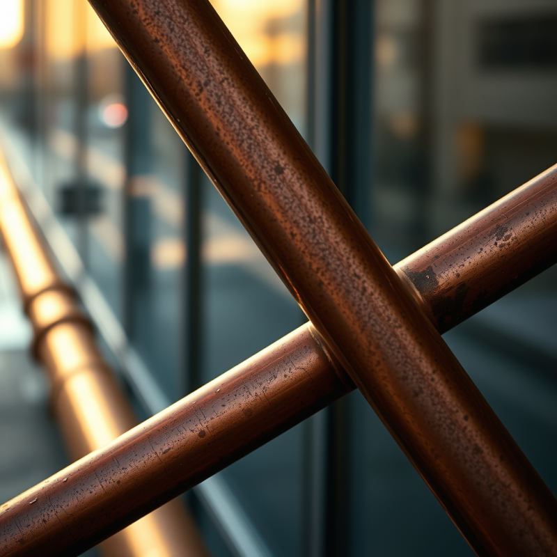 Close-up of a Weathered Copper Pipe Crisscrossing Over a ...