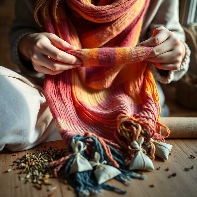 Close-up of a Woman’s Hands Weaving a Vibrant