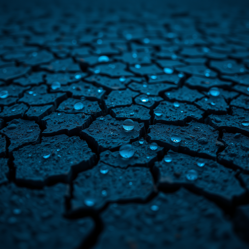 Close-up of Cracked, Blue-toned Earth with