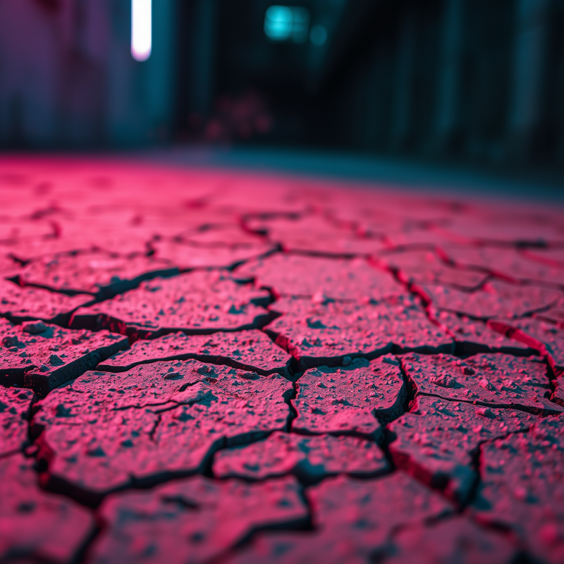 Close-up of Cracked, Reddish Earth Illuminated by