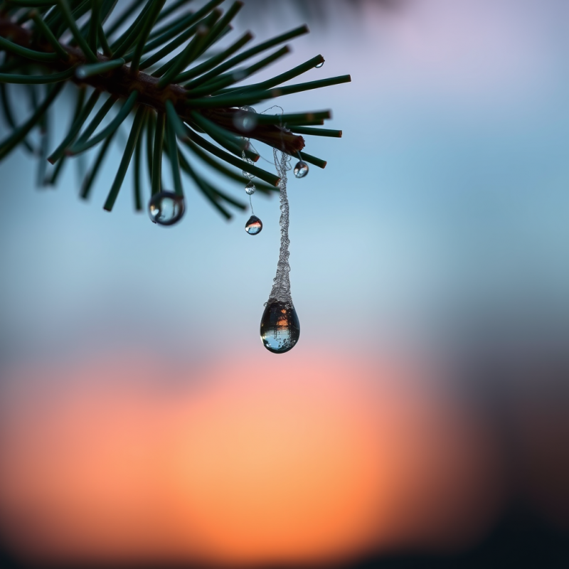 Close-up of Dew-covered Spider Silk Threads Suspended B...