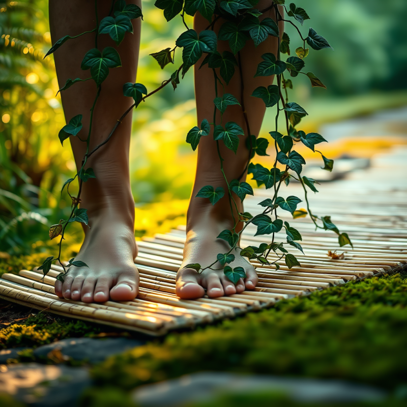 Close-up of Dew-kissed Morning Glory Vines Winding Arou...
