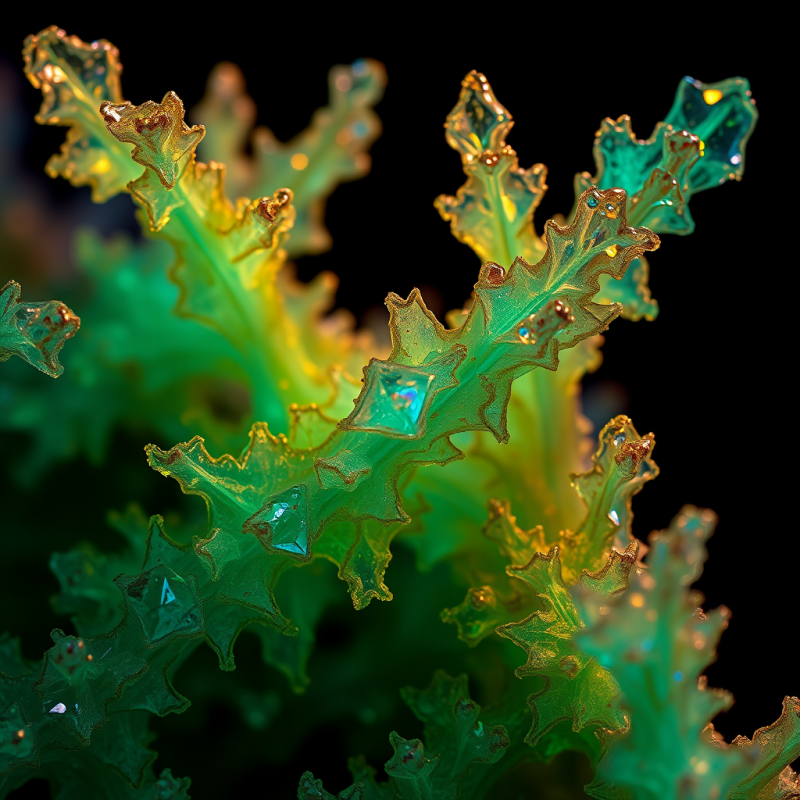 Close-up of Fractal-like Copper Oxide Crystals Forming Ja...