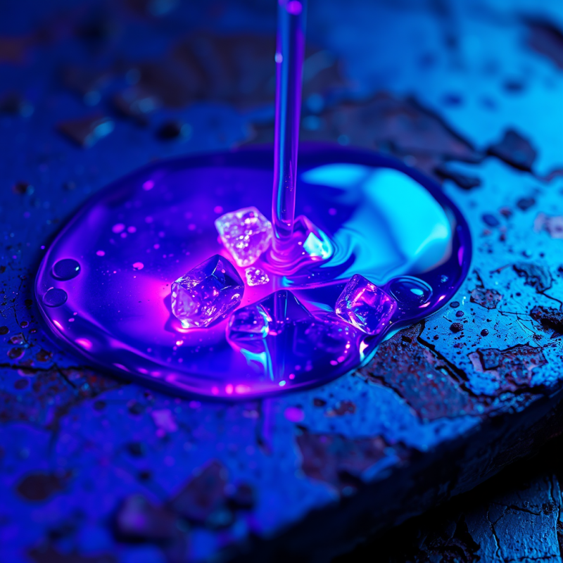 Close-up Of Fractured Neon-purple Liquid Mercury Spilling...