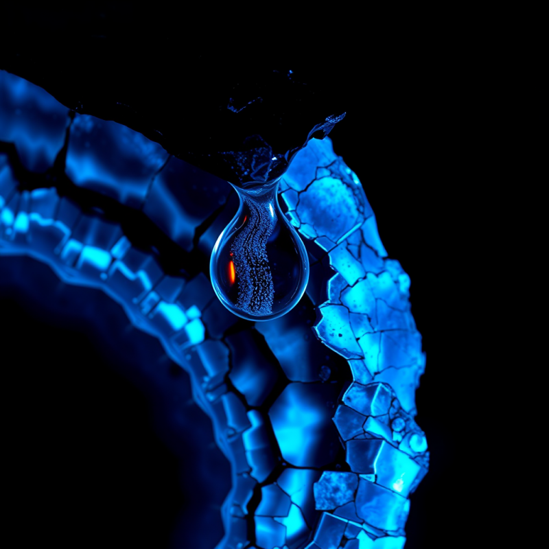 Close-up of Fractured Obsidian Under Uv Light