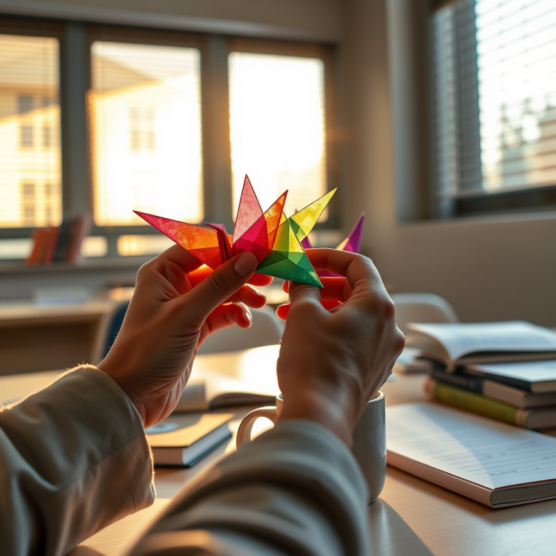 Close-up of Hands Delicately Holding a Colorful