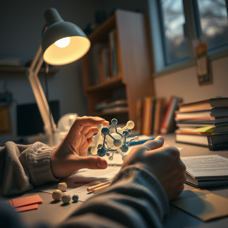 Close-up of Hands Manipulating a Molecular Model