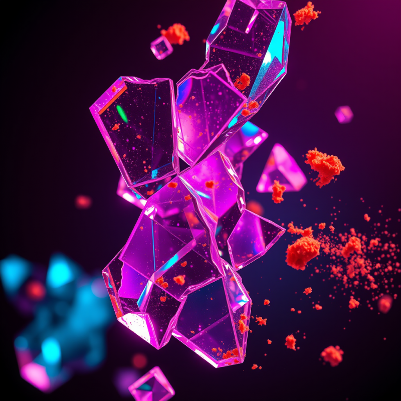 Close-up of Shattered Prism Glass Fragments Suspended in ...