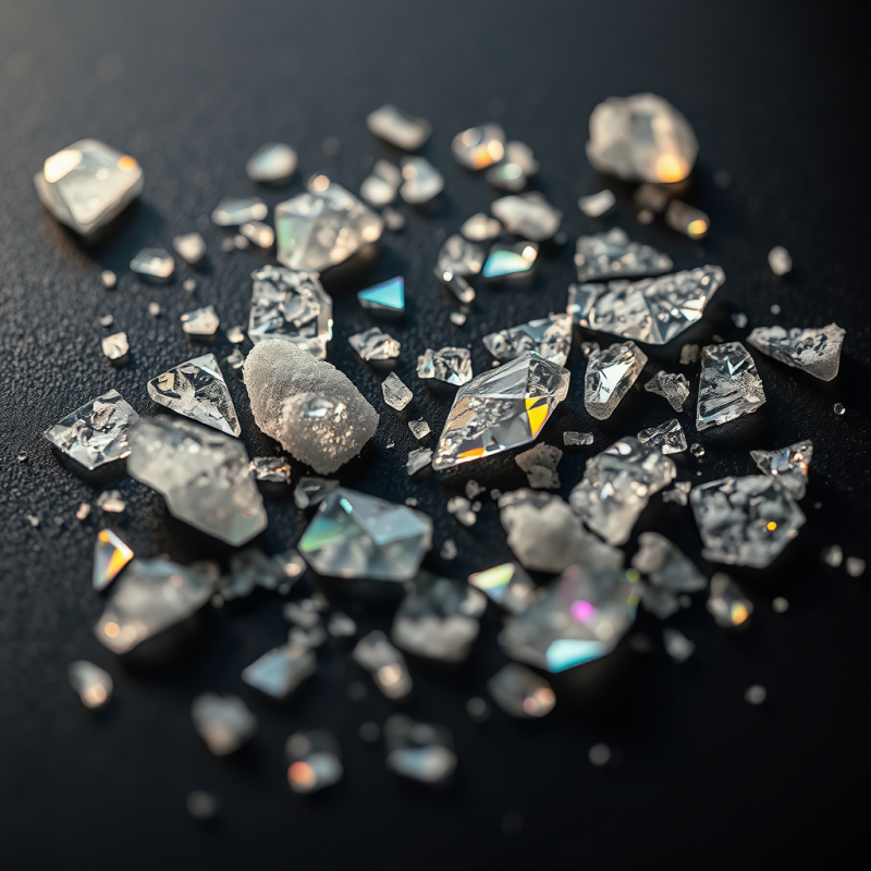 Close-up of Sparkling, Iridescent Glass Shards