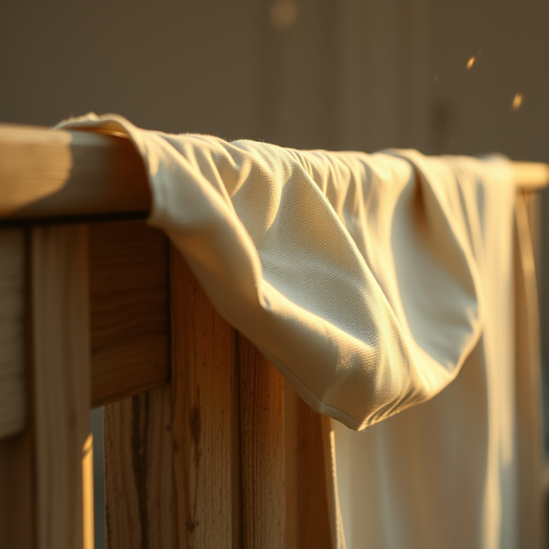 Close-up of Sun-bleached Linen Fabric Draped Over a Weath...