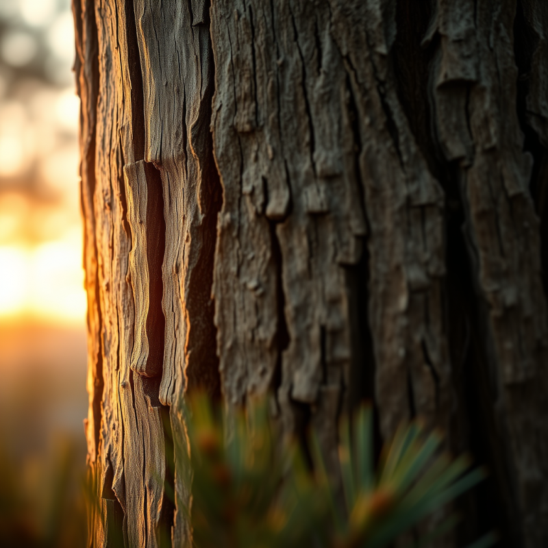 Close-up of Weathered Cedar Bark with Deep Vertical Gro...