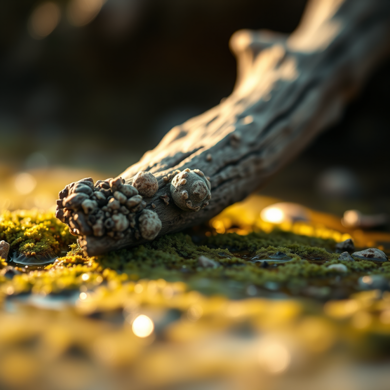Close-up of Weathered Driftwood with Barnacle Encrustations
