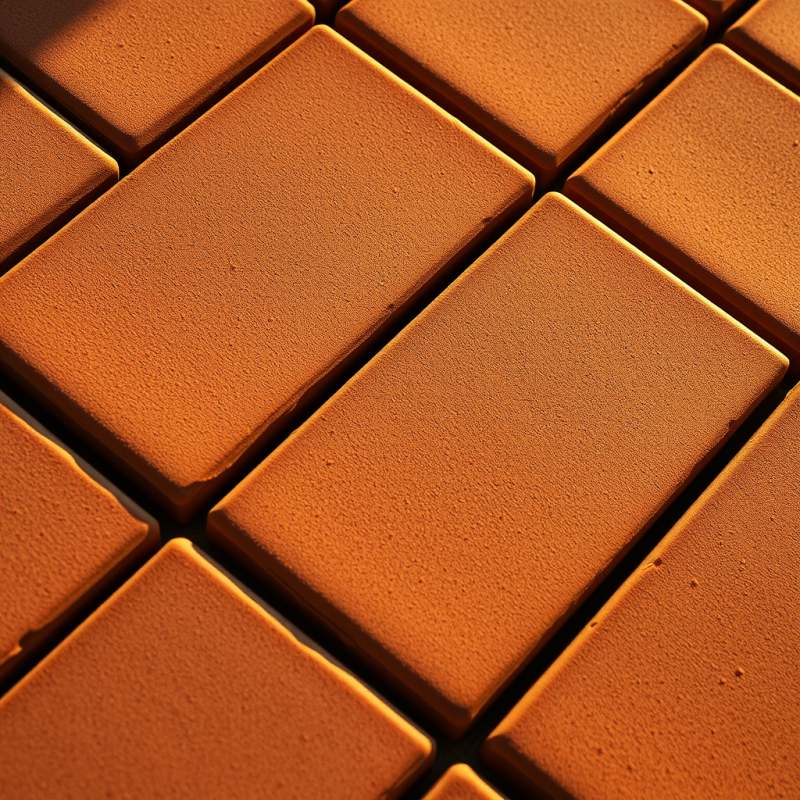 Close-up of Weathered Terracotta Tiles Arranged in a Diag...