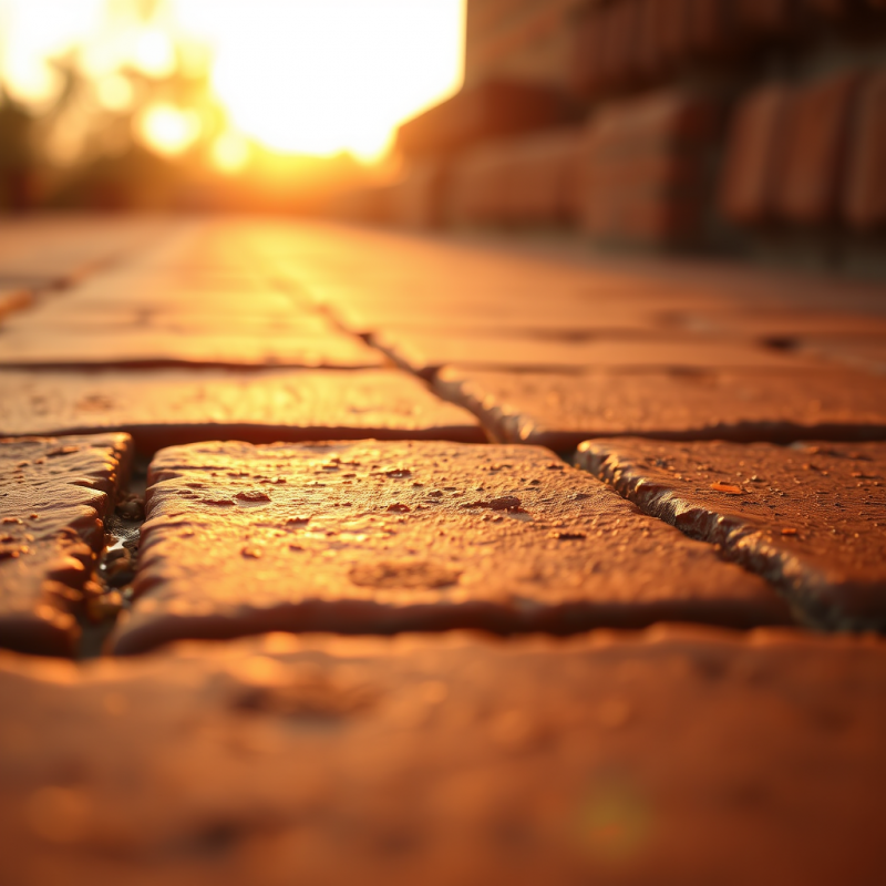 Close-up of Weathered Terracotta Tiles Under Golden Hou...