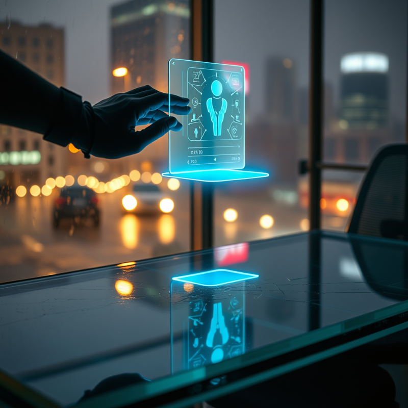 Close-up Shot of a Cyberpunk-style Ai Holographic Assis...