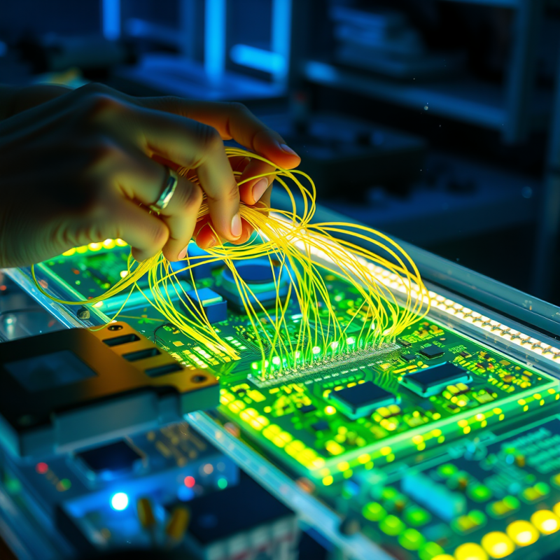Close-up Shot of a Person’s Hands Weaving Fiber Optic...