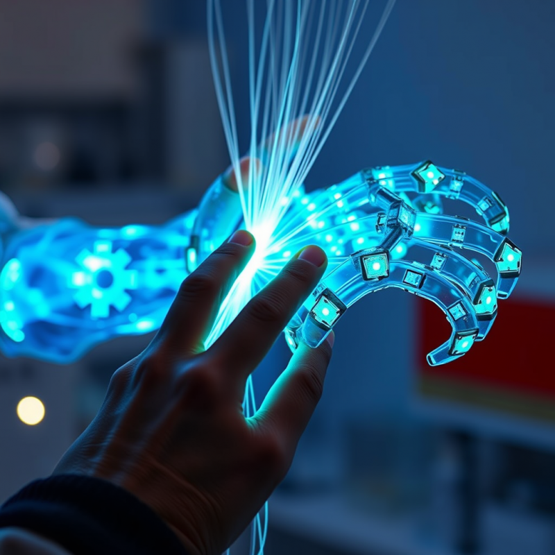 Close-up Shot of a Person’s Hands Weaving Glowing Fib...