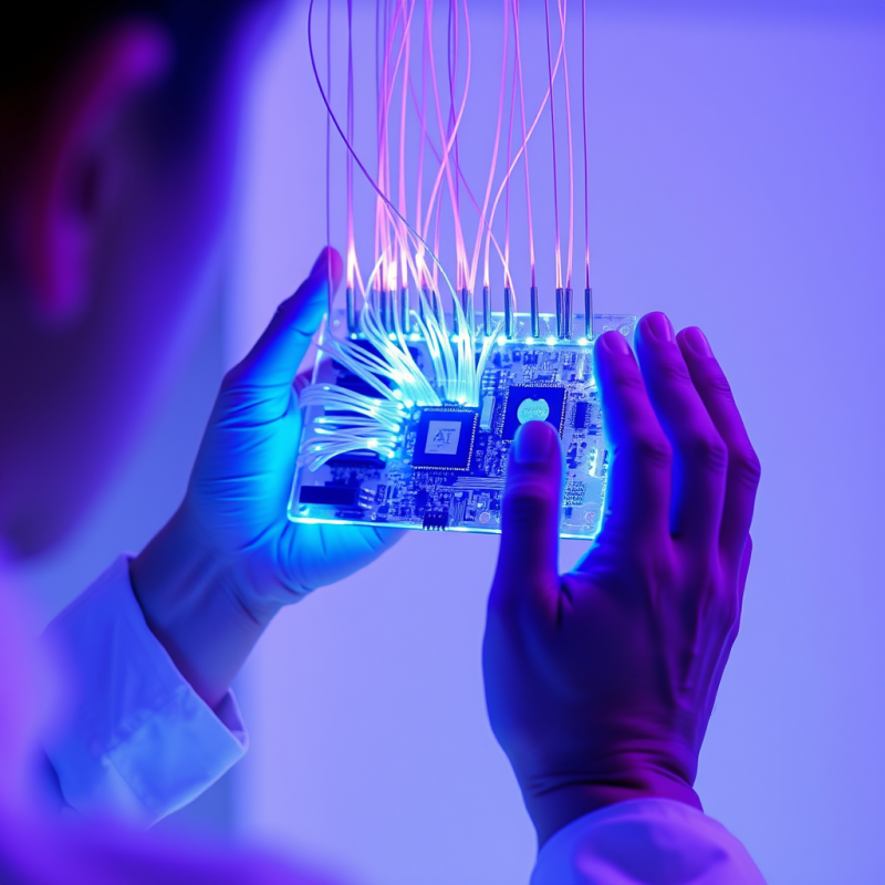 Close-up Shot of a Person’s Hands Weaving Glowing Fib...