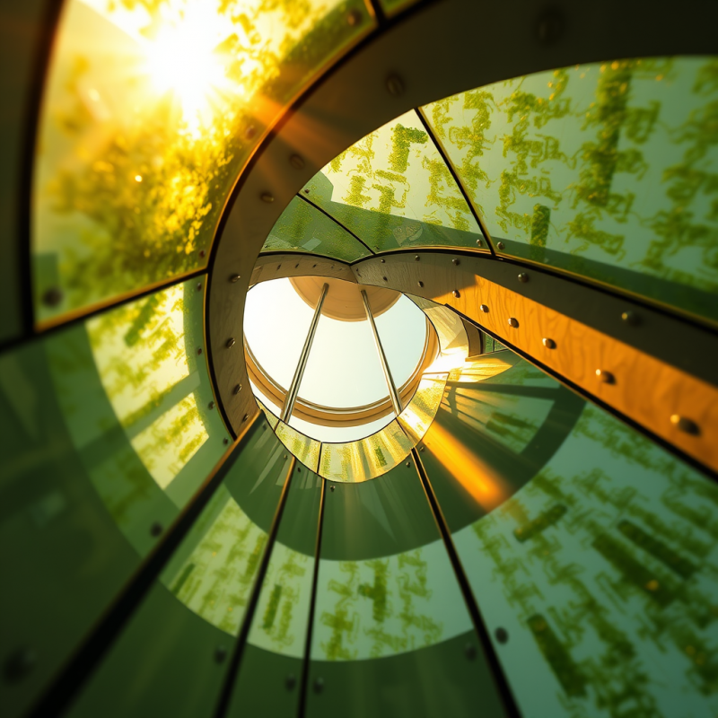 Close-up Shot of a Spiraling Glass Staircase Inside a F...