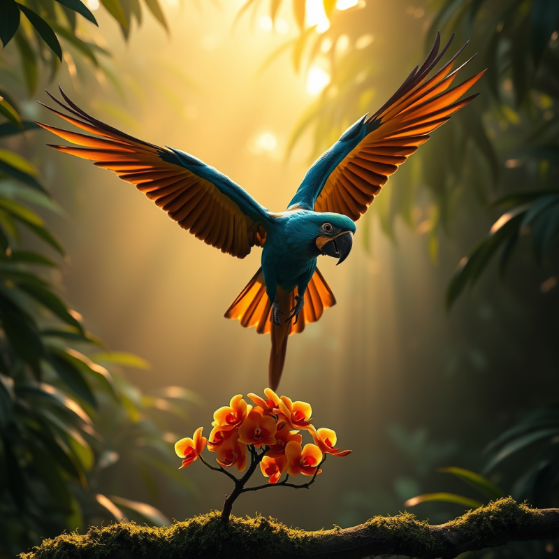 Cobalt-blue Macaw in Mid-flight