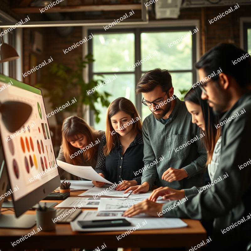 Collaborative Workspace With Diverse Colleagues Reviewing...