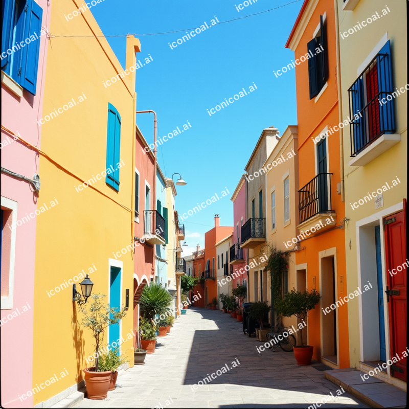 Colorful Doors And Streets Of Mediterranean Village