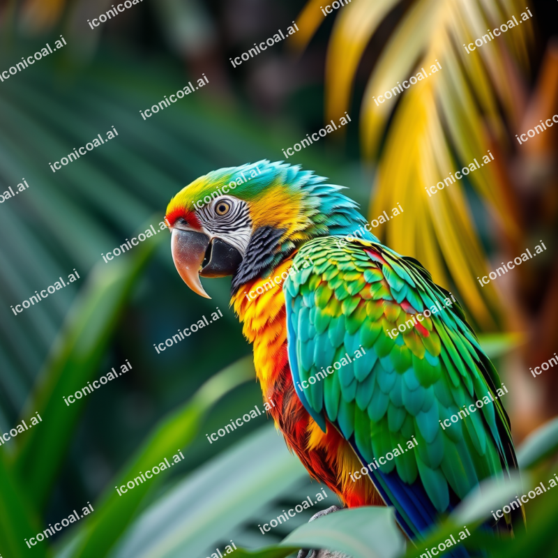 Colorful Parrot In Tropical Setting
