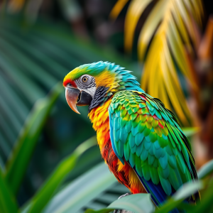 Colorful Parrot In Tropical Setting