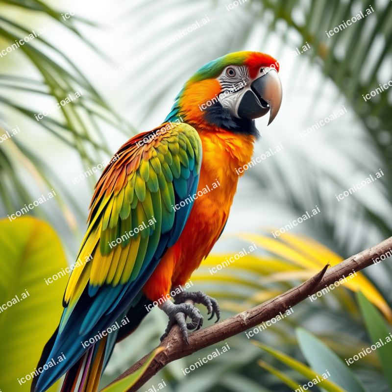 Colorful Parrot In Tropical Setting