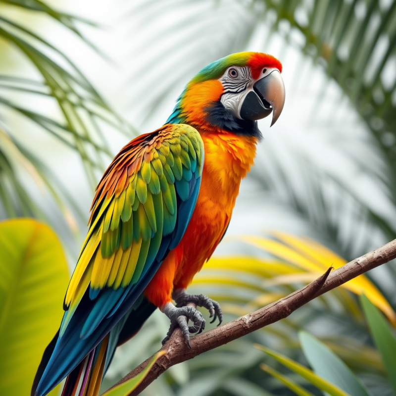 Colorful Parrot in Tropical Setting