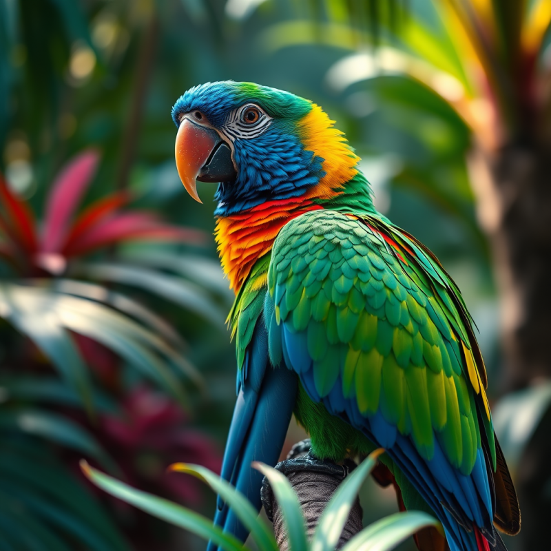 Colorful Parrot in Tropical Setting