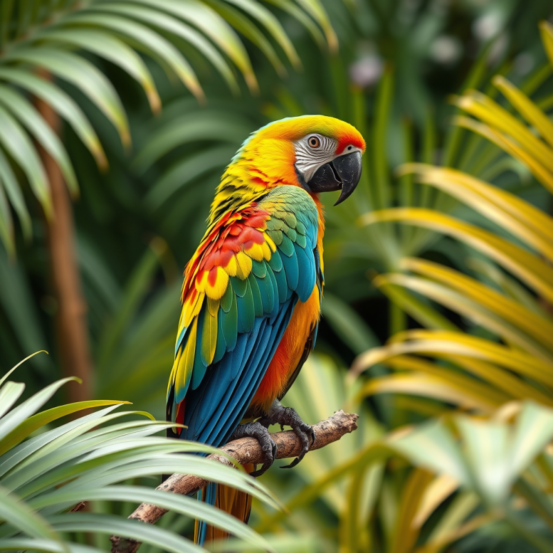 Colorful Parrot in Tropical Setting