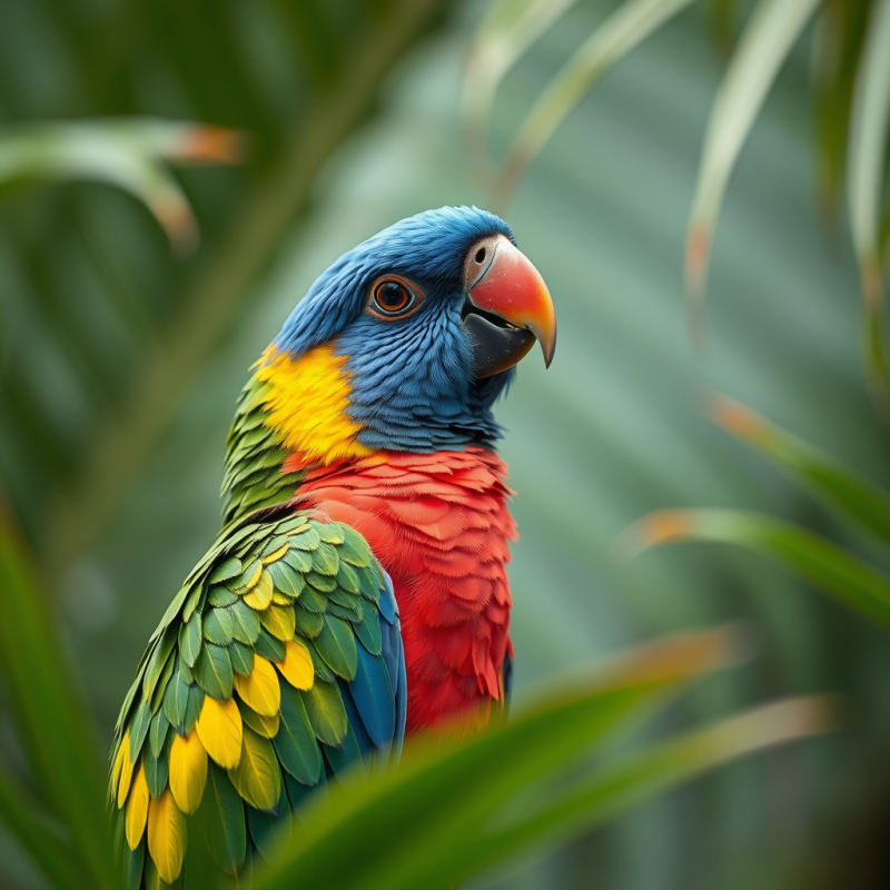 Colorful Parrot in Tropical Setting
