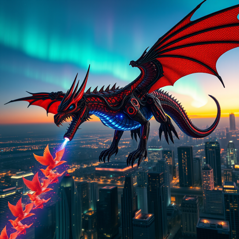 Colossal Biomechanical Dragon Forged from Pulsating Cri...